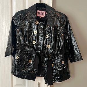 Juicy Couture Faux Patent Leather, Quarter Length Sleeved Jacket